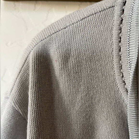 Tory Burch| Gray open front cardigan, slightly cropped with Knit eyelet detail• - Picture 15 of 15